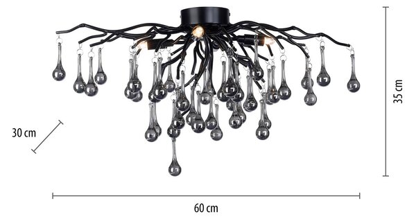 Paul Neuhaus mennyezeti lámpa Icicle, 4 lámpás, fekete, Fekete, Nappali / Étkező, Alumínium