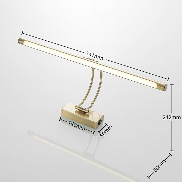 Lucande LED-es képvilágítás Dimitrij, ívelt, sárgaréz, fém, Bronz / antik sárgaréz, Nappali / Étkező, fém, Antik