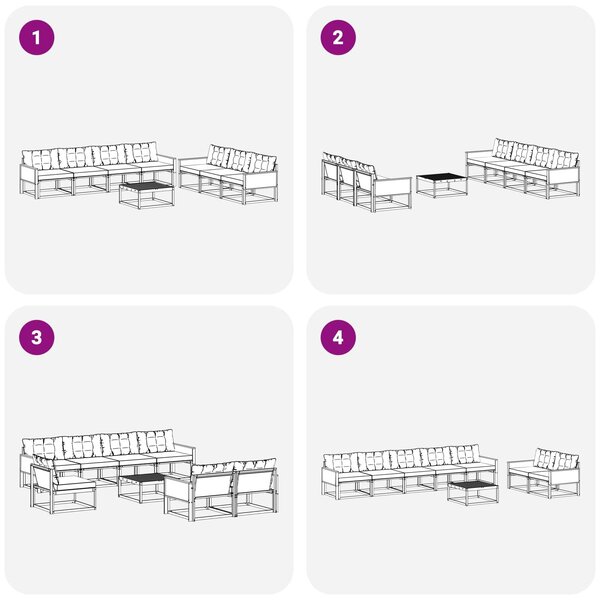 VidaXL Kültéri kanapé szett párnával 8 pcs Természetes és krémszínű