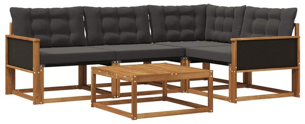 VidaXL Kültéri kanapé szett párnával 5 pcs Természetes és Fekete
