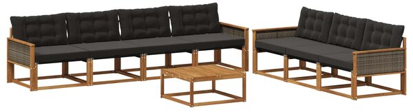 VidaXL Kültéri kanapé szett párnával 8 pcs Természetes és Fekete