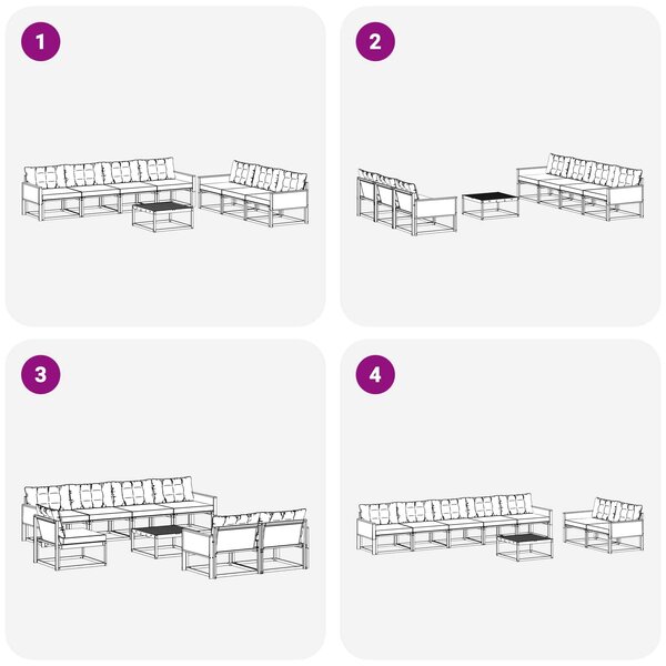VidaXL Kültéri kanapé szett párnával 8 pcs Természetes és krémszínű