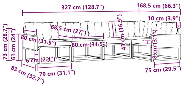 VidaXL Kültéri kanapé szett párnával 5 pcs Természetes és krémszínű