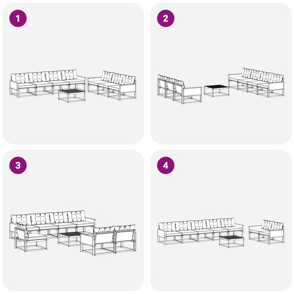 VidaXL Kültéri kanapé szett párnával 8 pcs Természetes és Fekete
