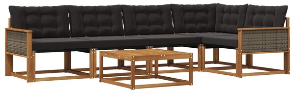VidaXL Kültéri kanapé szett párnával 6 pcs Természetes és Fekete