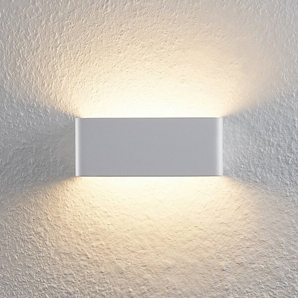 Arcchio LED fali lámpa Karam, 20 cm, fehér, fém, fel/le, le/fel, Fehér / opál, Nappali / Étkező, Alumínium, Modern
