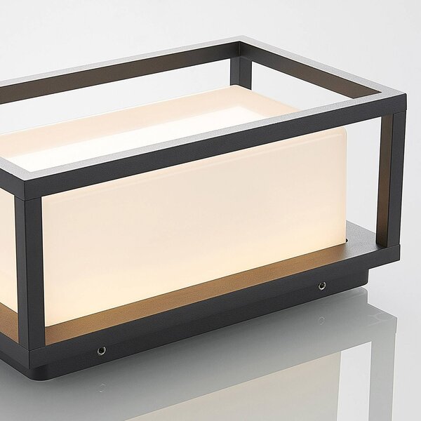 Lucande LED kültéri fali világítás Ilirian, antracit, alumínium, 15 cm, Fekete, Alumínium, Modern