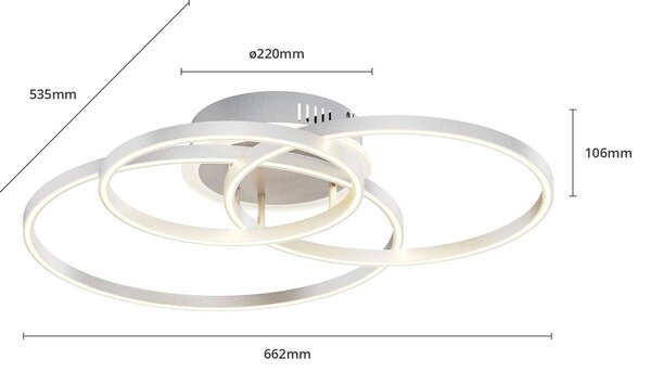 Lindby Smart LED mennyezeti világítás Tula, távirányító, Tuya CCT, dimmelhető, Alu / szürke / cink, Nappali / Étkező, Alumínium, Modern