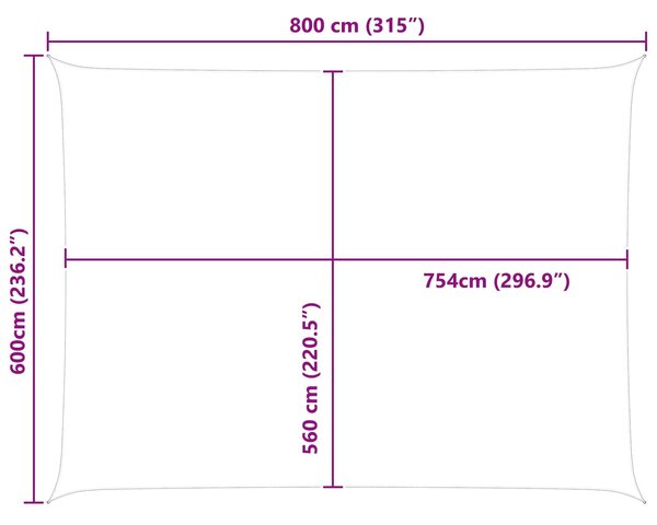 VidaXL Napernyő vitorla Világosszürke és fehér 8 x 6 m