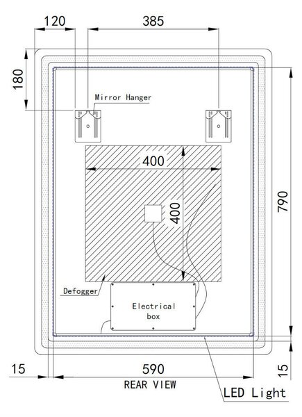 Álló fürdőszobai LED tükör 70x90cm | Gesztusvezérlés - Páramentesítő - Fényerő és színhőmérséklet szabályozás | Welland Type20V