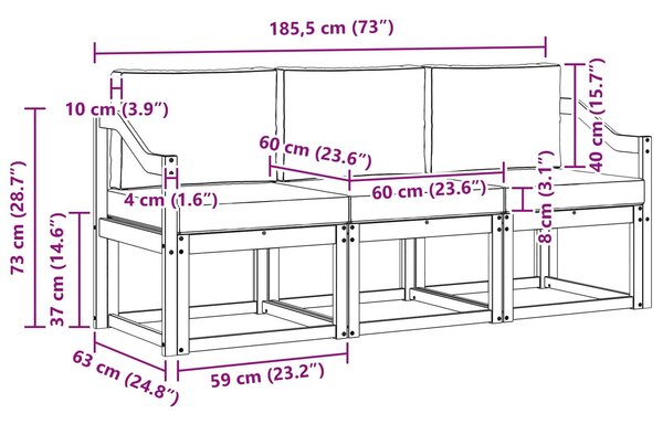 VidaXL Kültéri kanapé szett 3 pcs