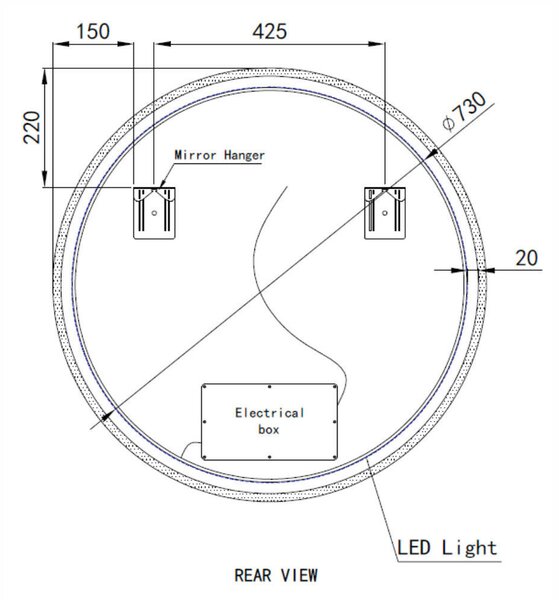 Kerek Led tükör Ø80cm Welland Alpha | Fényerő + színhőfok állítás