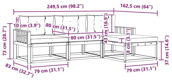 VidaXL Kültéri kanapé szett párnával 4 pcs Természetes és antracit