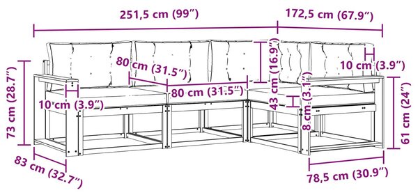 VidaXL Kültéri kanapé szett párnával 4 pcs Természetes és krémszínű