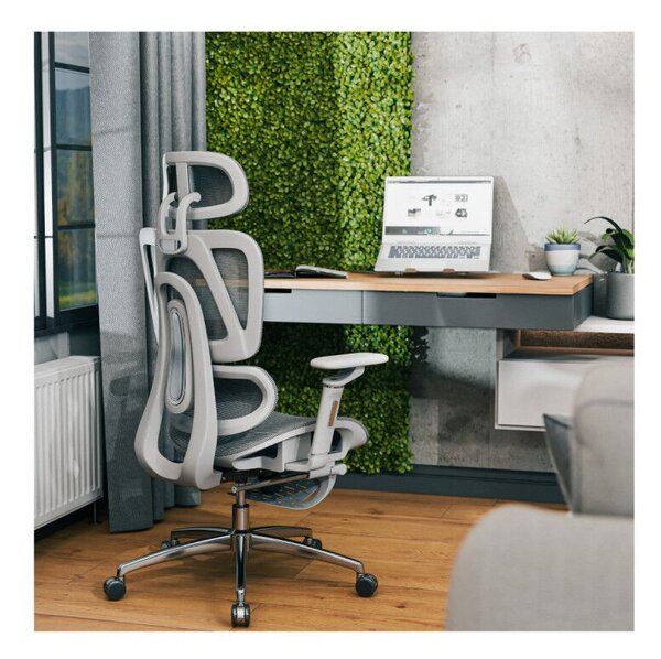 Premium Ergonomikus ortopéd irodai szék kényelmes irodai szék, állítható magasság, lábtámasz, szürke