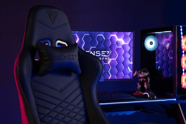Gamer szék SENSE7 Spellcaster szövet fotel, fekete-piros