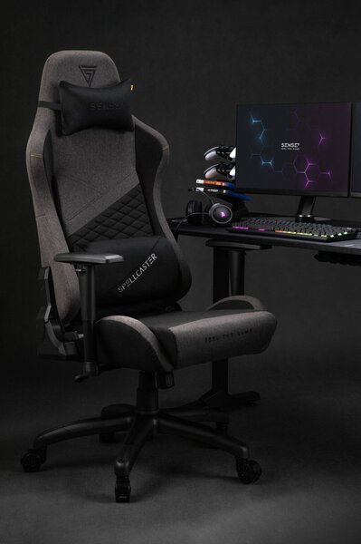 Gamer szék SENSE7 Spellcaster szövet fotel Senshi Edition XL szürke