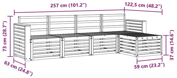 VidaXL Kültéri kanapé szett 5 pcs Természetes