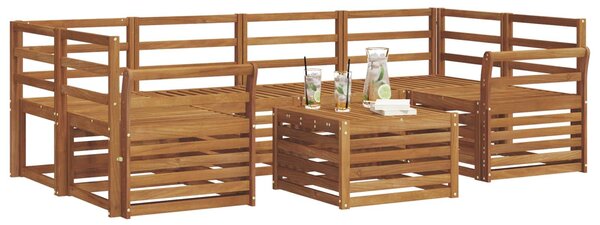 VidaXL Kültéri kanapé szett 7 pcs Természetes Tömör Akácfa