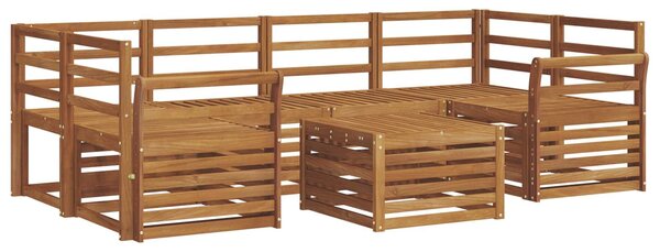 VidaXL Kültéri kanapé szett 7 pcs Természetes Tömör Akácfa