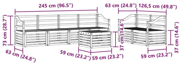 VidaXL Kültéri kanapé szett 7 pcs Természetes Tömör Akácfa