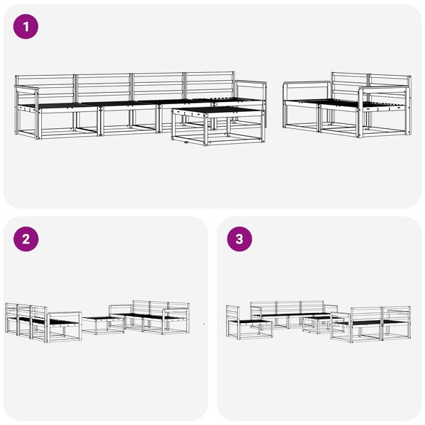 VidaXL Kültéri kanapé szett 7 pcs Természetes Tömör Akácfa