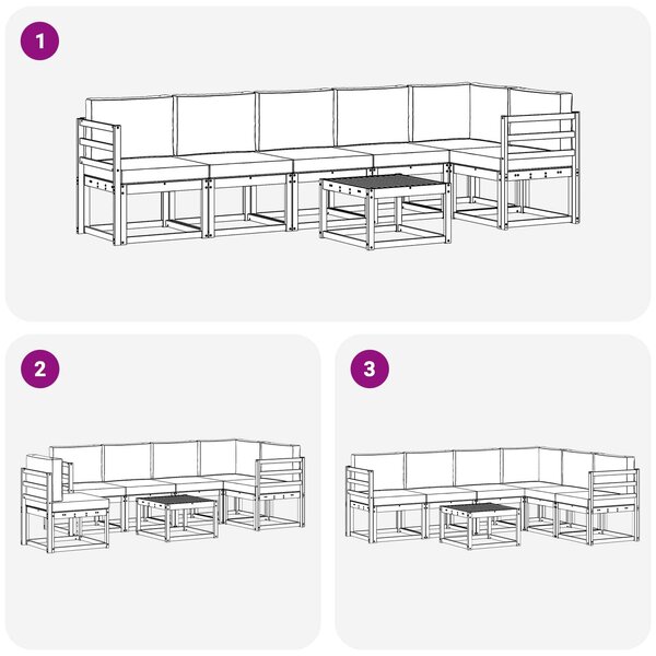 VidaXL Kültéri kanapé szett 7 pcs Természetes és Világosszürke