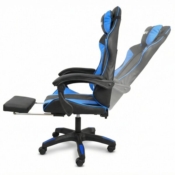 GOBORELAX Gamer szék lábtartóval, masszázsfunkcióval - kék-fekete