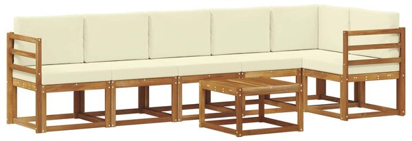 VidaXL Kültéri kanapé szett párnával 7 pcs Természetes és krémszínű
