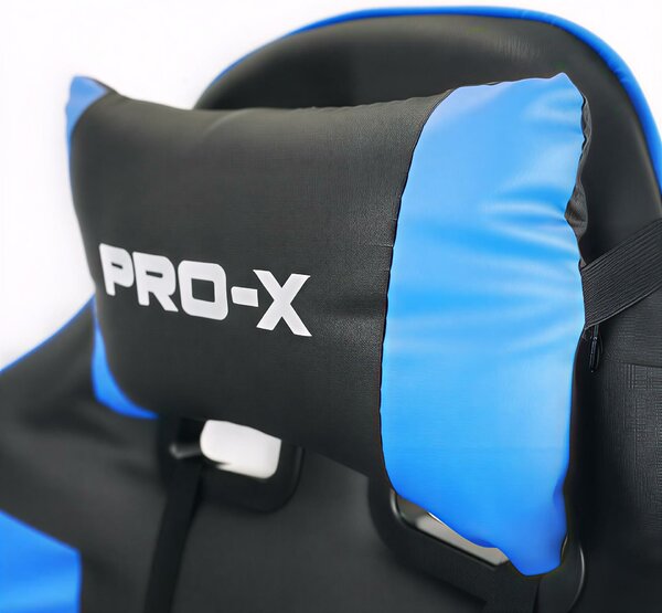 GOBORELAX Gamer szék lábtartóval, masszázsfunkcióval - kék-fekete
