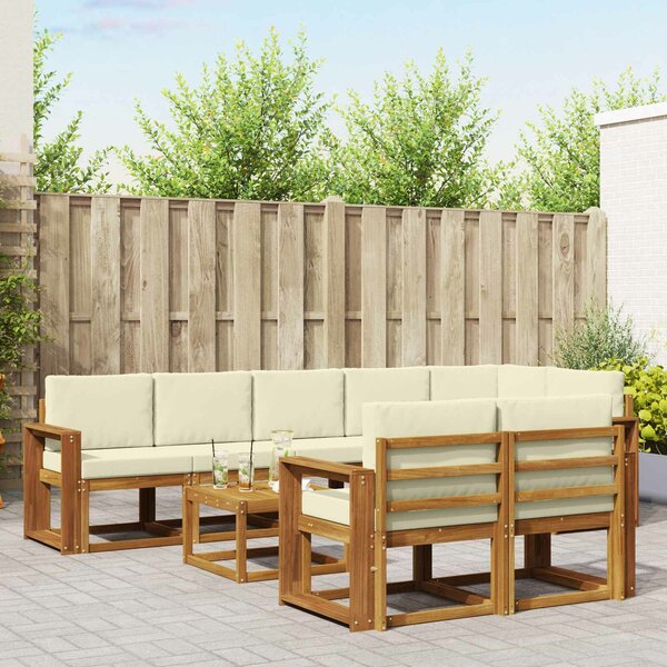 VidaXL Kültéri kanapé szett párnával 9 pcs Természetes és krémszínű