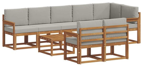 VidaXL Kültéri kanapé szett 9 pcs Természetes és Világosszürke