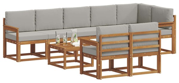 VidaXL Kültéri kanapé szett 9 pcs Természetes és Világosszürke