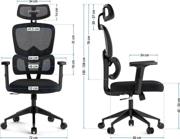 SENSE7 Veno ergonomikus irodai forgószék fekete