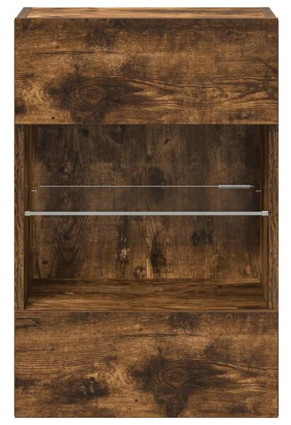 2 db füstös tölgy fali szekrények LED világítással TV-hez 40x30x60,5 cm