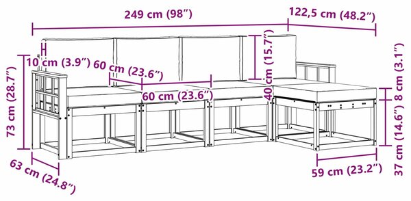 VidaXL Kültéri kanapé szett párnával 5 pcs Fehér és Bézs