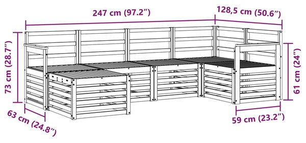 VidaXL Kültéri kanapé szett 6 pcs Fehér Poliészter