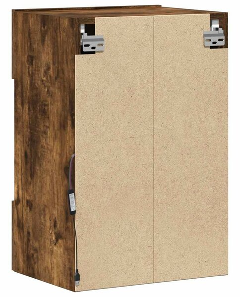 2 db füstös tölgy fali szekrények LED világítással TV-hez 40x30x60,5 cm