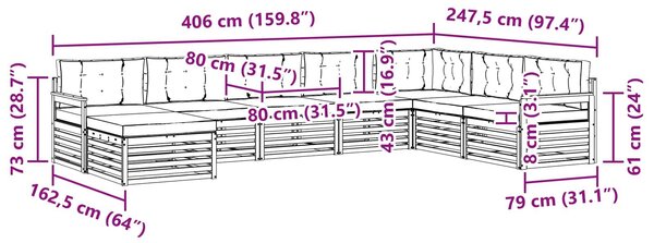 VidaXL Kültéri kanapé szett párnával 8 pcs Természetes és antracit