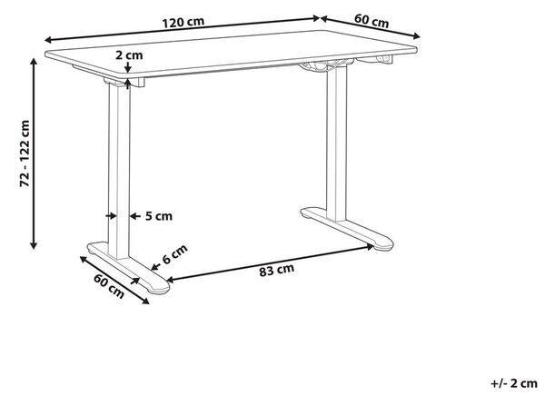 Elektromosan állítható asztal GRIFTON Fehér 120 cm 60 cm