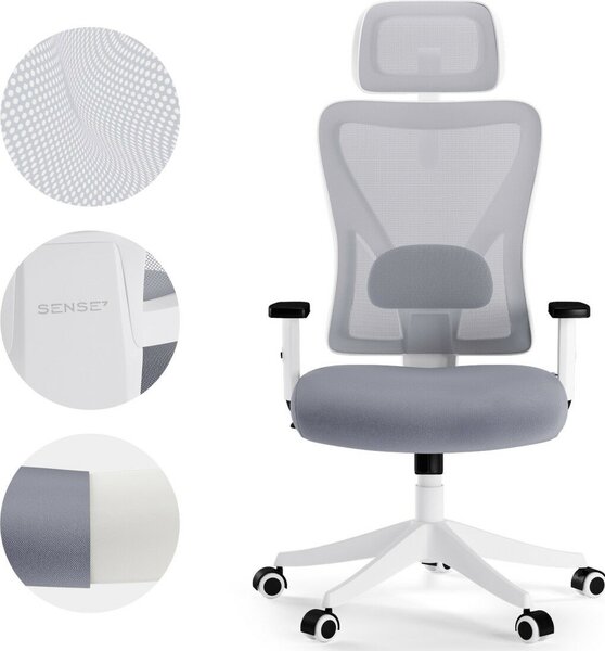 SENSE7 Tone Ergonomikus irodai szék, fehér és szürke