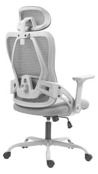 Ergonomikus irodai szék állítható fejtámla, 3D kartámasz, szürke