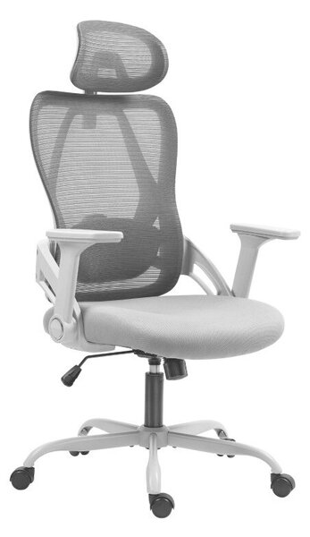 Ergonomikus irodai szék állítható fejtámla, 3D kartámasz, szürke