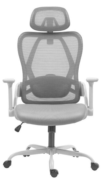 Ergonomikus irodai szék állítható fejtámla, 3D kartámasz, szürke