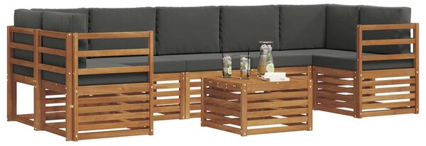 VidaXL Kültéri kanapé szett 8 pcs Természetes és antracit Tömör Akácfa