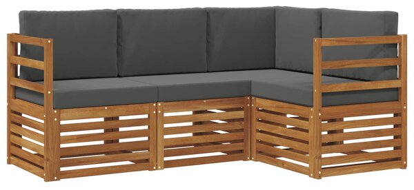 VidaXL Ülőgarnitúrák 4 pcs Természetes és antracit Tömör Akácfa
