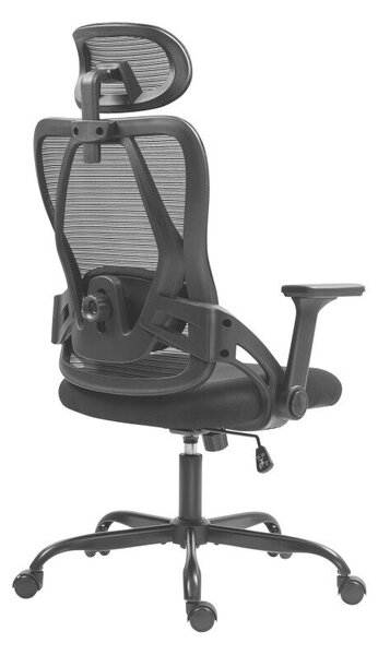 Ergonomikus irodai szék állítható fejtámla, 3D kartámasz, fekete