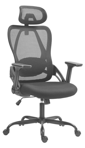 Ergonomikus irodai szék állítható fejtámla, 3D kartámasz, fekete
