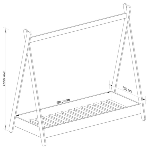 AKORD GEM Tipi Gyerekágy Laminált Szürke 180x80