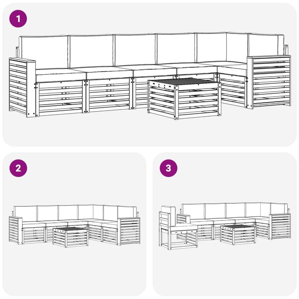 VidaXL Kültéri kanapé szett 7 pcs Fehér és Bézs 59 x 59 x 37 cm